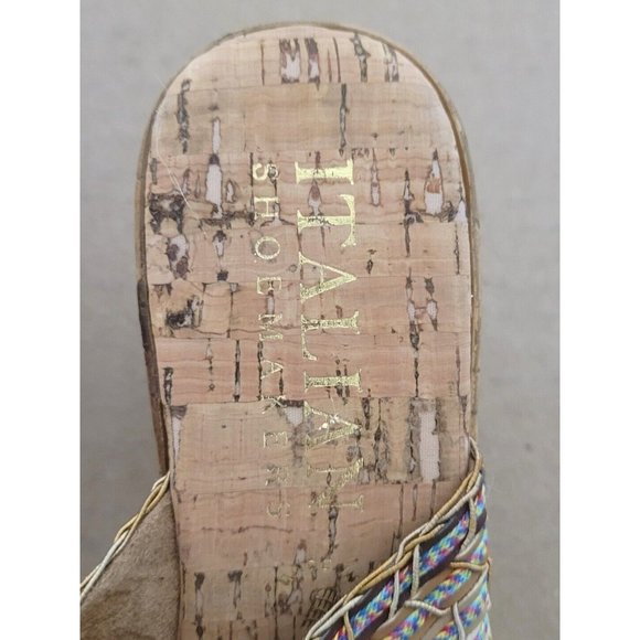 Italian Shoemakers Ferrini Cork Wedge Sandals Size 6.5 Boho Summer Festival - Picture 9 of 10